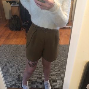 High waisted pleated shorts